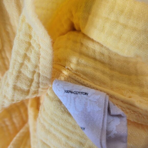 Soft Surroundings Long Sleeve Top M Womens Yellow Pop Over V Neck 100% Cotton - Picture 8 of 11